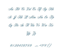 Aerolite Script embroidery BX font Sizes 0.25 (1/4), 0.50 (1/2), 1, 1.5, 2, 2.5, 3, 3.5, 4, 4.5, 5, 5.5, 6, 6.5, and 7 inches