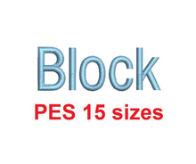 Block embroidery font PES format 15 Sizes 0.25 (1/4), 0.5 (1/2), 1, 1.5, 2, 2.5, 3, 3.5, 4, 4.5, 5, 5.5, 6, 6.5, and 7 inches