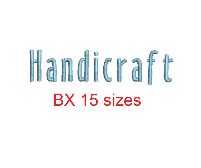 Handicraft embroidery BX font Sizes 0.25 (1/4), 0.50 (1/2), 1, 1.5, 2, 2.5, 3, 3.5, 4, 4.5, 5, 5.5, 6, 6.5, and 7 inches