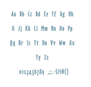 Handicraft embroidery font PES format 15 Sizes 0.25 (1/4), 0.5 (1/2), 1, 1.5, 2, 2.5, 3, 3.5, 4, 4.5, 5, 5.5, 6, 6.5, and 7 inches