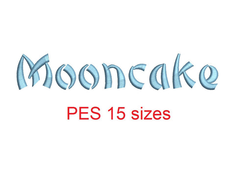 Mooncake embroidery font PES format 15 Sizes 0.25 (1/4), 0.5 (1/2), 1, 1.5, 2, 2.5, 3, 3.5, 4, 4.5, 5, 5.5, 6, 6.5, and 7 inches