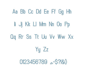 Narrow Block embroidery font dst/exp/jef/hus/vip/vp3/xxx 15 sizes small to large