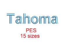 Tahoma embroidery font PES format 15 Sizes 0.25 (1/4), 0.5 (1/2), 1, 1.5, 2, 2.5, 3, 3.5, 4, 4.5, 5, 5.5, 6, 6.5, and 7 inches