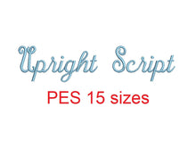 Upright Script embroidery font PES format 15 Sizes 0.25 (1/4), 0.5 (1/2), 1, 1.5, 2, 2.5, 3, 3.5, 4, 4.5, 5, 5.5, 6, 6.5, and 7 inches