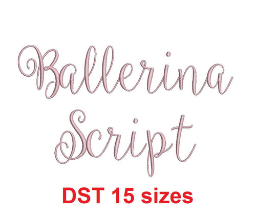 Ballerina Script embroidery font DST format 15 Sizes instant download