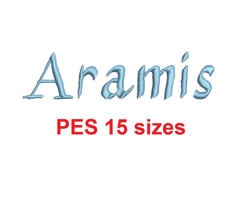 Aramis embroidery font PES format 15 Sizes instant download 0.25, 0.5, 1, 1.5, 2, 2.5, 3, 3.5, 4, 4.5, 5, 5.5, 6, 6.5, and 7 inches