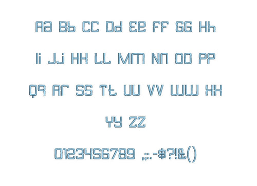 Butterbelly™ block embroidery font dst/exp/jef/hus/vip/vp3/xxx 15 sizes small to large (RLA)
