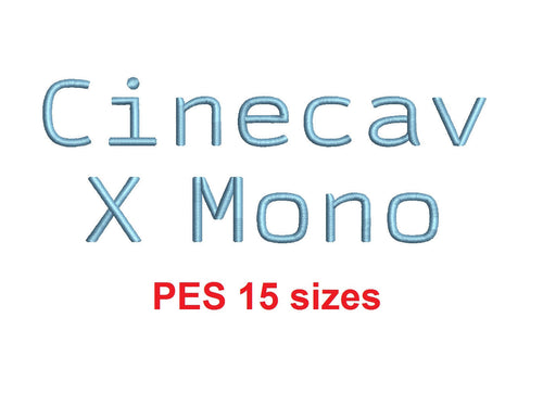 Cinecav X Mono™ block embroidery font PES 15 Sizes 0.25 (1/4), 0.5 (1/2), 1, 1.5, 2, 2.5, 3, 3.5, 4, 4.5, 5, 5.5, 6, 6.5, and 7