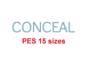 Conceal™ block embroidery font PES 15 Sizes 0.25 (1/4), 0.5 (1/2), 1, 1.5, 2, 2.5, 3, 3.5, 4, 4.5, 5, 5.5, 6, 6.5, and 7" (RLA)