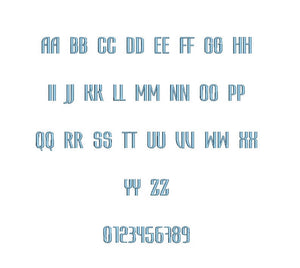 Atvice embroidery font PES format 15 Sizes 0.25 (1/4), 0.5 (1/2), 1, 1.5, 2, 2.5, 3, 3.5, 4, 4.5, 5, 5.5, 6, 6.5, and 7 inches