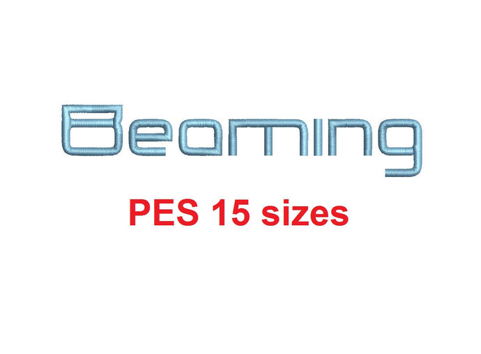 Beaming embroidery font PES format 15 Sizes 0.25 (1/4), 0.5 (1/2), 1, 1.5, 2, 2.5, 3, 3.5, 4, 4.5, 5, 5.5, 6, 6.5, and 7 inches