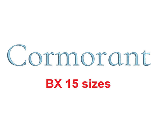 Cormorant embroidery BX font Sizes 0.25 (1/4), 0.50 (1/2), 1, 1.5, 2, 2.5, 3, 3.5, 4, 4.5, 5, 5.5, 6, 6.5, and 7 inches