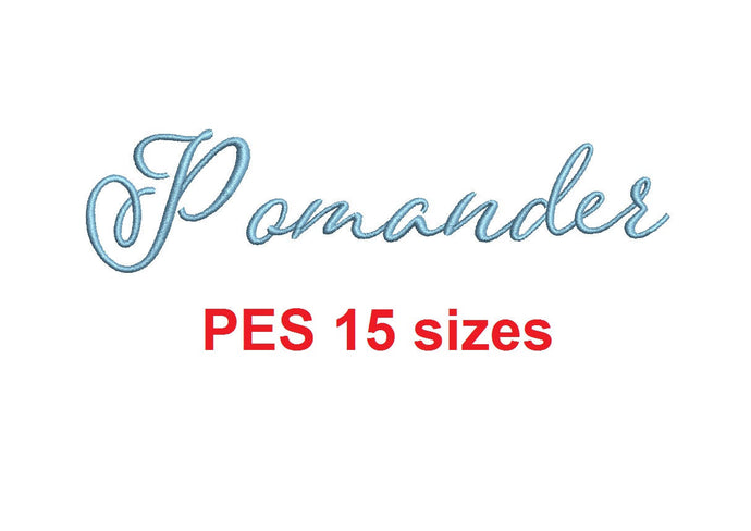 Pomander embroidery font PES format 15 Sizes 0.25 (1/4), 0.5 (1/2), 1, 1.5, 2, 2.5, 3, 3.5, 4, 4.5, 5, 5.5, 6, 6.5, and 7 inches