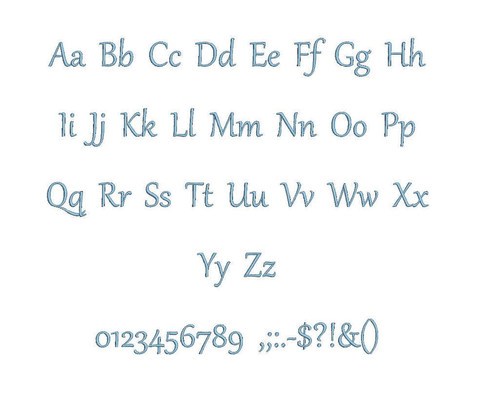 Merlotte embroidery font PES format 15 Sizes 0.25 (1/4), 0.5 (1/2), 1 ...