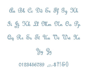 French Script embroidery font dst/exp/jef/hus/vip/vp3/xxx 15 sizes small to large