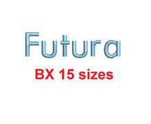 Futura embroidery BX font Sizes 0.25 (1/4), 0.50 (1/2), 1, 1.5, 2, 2.5, 3, 3.5, 4, 4.5, 5, 5.5, 6, 6.5, and 7 inches