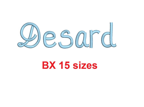 Desard™ embroidery BX font Sizes 0.25 (1/4), 0.50 (1/2), 1, 1.5, 2, 2.5, 3, 3.5, 4, 4.5, 5, 5.5, 6, 6.5, and 7 inches (RLA)