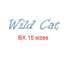 Wild Cat embroidery BX font Sizes 0.25 (1/4), 0.50 (1/2), 1, 1.5, 2, 2.5, 3, 3.5, 4, 4.5, 5, 5.5, 6, 6.5, and 7 inches