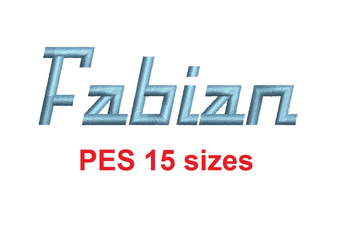 Fabian™ embroidery font PES 15 Sizes 0.25 (1/4), 0.5 (1/2), 1, 1.5, 2, 2.5, 3, 3.5, 4, 4.5, 5, 5.5, 6, 6.5, and 7