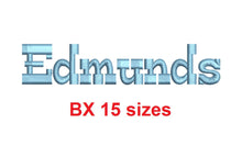 Edmunds™ block embroidery BX font Sizes 0.25 (1/4), 0.50 (1/2), 1, 1.5, 2, 2.5, 3, 3.5, 4, 4.5, 5, 5.5, 6, 6.5, and 7" (RLA)