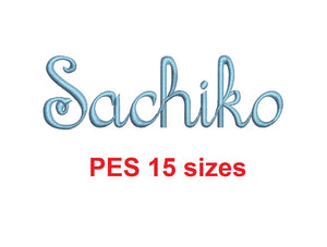 Sachiko embroidery font PES format 15 Sizes 0.25 (1/4), 0.5 (1/2), 1, 1.5, 2, 2.5, 3, 3.5, 4, 4.5, 5, 5.5, 6, 6.5, and 7 inches