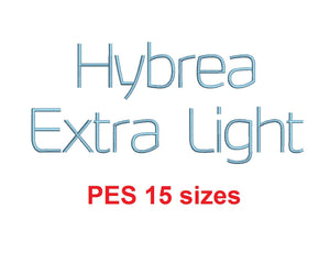 Hybrea Extra Light™ embroidery font PES 15 Sizes 0.25 (1/4), 0.5 (1/2), 1, 1.5, 2, 2.5, 3, 3.5, 4, 4.5, 5, 5.5, 6, 6.5, and 7 inches (RLA)
