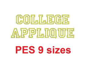 College Appliqué embroidery font PES format 9 Sizes instant download