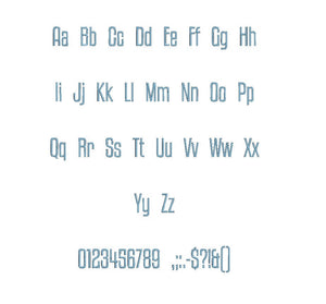 Kenyan Coffee Light™ embroidery font PES 15 Sizes 0.25 (1/4), 0.5 (1/2), 1, 1.5, 2, 2.5, 3, 3.5, 4, 4.5, 5, 5.5, 6, 6.5, and 7" (RLA)