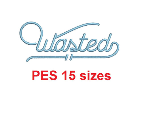 Wasted embroidery font PES format 15 Sizes instant download