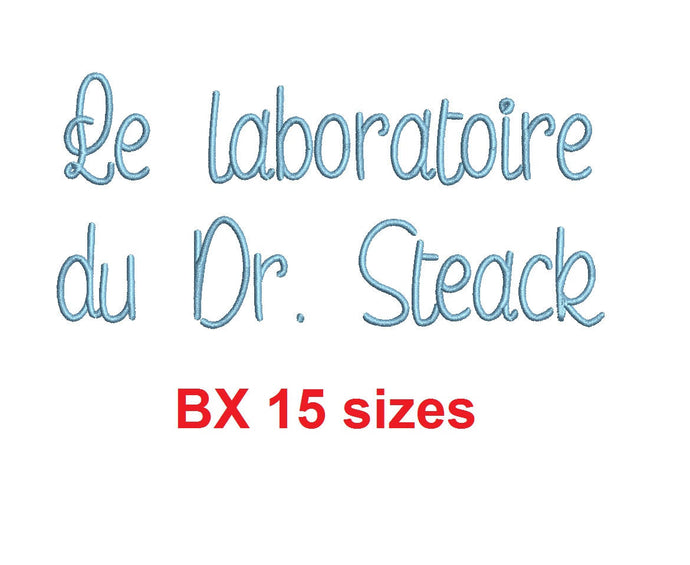 Le laboratoire du Dr. Steak embroidery BX font Sizes 0.25 (1/4), 0.50 (1/2), 1, 1.5, 2, 2.5, 3, 3.5, 4, 4.5, 5, 5.5, 6, 6.5, and 7 inches