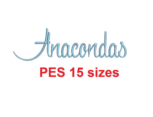 Anacondas script embroidery font PES format 15 Sizes instant download