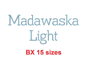 Madawaska Light™ block embroidery BX font Sizes 0.25 (1/4), 0.50 (1/2), 1, 1.5, 2, 2.5, 3, 3.5, 4, 4.5, 5, 5.5, 6, 6.5, and 7 inches (RLA)