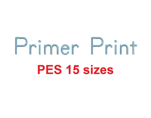 Primer Print™ embroidery font PES 15 Sizes 0.25 (1/4), 0.5 (1/2), 1, 1.5, 2, 2.5, 3, 3.5, 4, 4.5, 5, 5.5, 6, 6.5, and 7