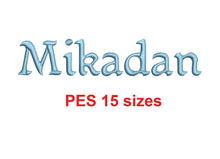 Mikadan™ embroidery font PES 15 Sizes 0.25 (1/4), 0.5 (1/2), 1, 1.5, 2, 2.5, 3, 3.5, 4, 4.5, 5, 5.5, 6, 6.5, and 7" (RLA)