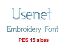 Usenet embroidery font PES format 15 Sizes instant download 0.25, 0.5, 1, 1.5, 2, 2.5, 3, 3.5, 4, 4.5, 5, 5.5, 6, 6.5, and 7 inches
