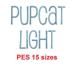 Pupcat Light™ embroidery font PES 15 Sizes 0.25 (1/4), 0.5 (1/2), 1, 1.5, 2, 2.5, 3, 3.5, 4, 4.5, 5, 5.5, 6, 6.5, and 7 inches (RLA)