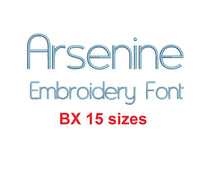 Arsenine embroidery BX font Sizes 0.25 (1/4), 0.50 (1/2), 1, 1.5, 2, 2.5, 3, 3.5, 4, 4.5, 5, 5.5, 6, 6.5, and 7 inches