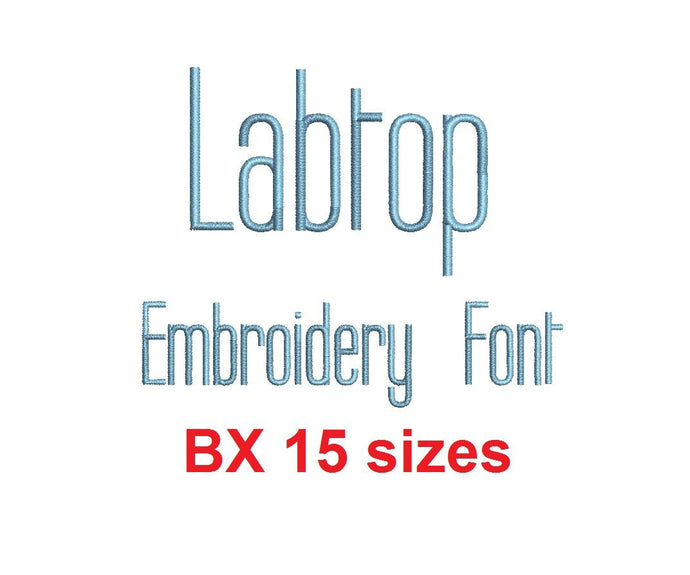 Labtop embroidery BX font Sizes 0.25 (1/4), 0.50 (1/2), 1, 1.5, 2, 2.5, 3, 3.5, 4, 4.5, 5, 5.5, 6, 6.5, and 7 inches