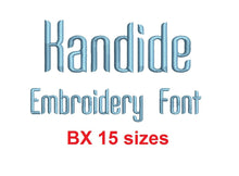 Kandide embroidery BX font Sizes 0.25 (1/4), 0.50 (1/2), 1, 1.5, 2, 2.5, 3, 3.5, 4, 4.5, 5, 5.5, 6, 6.5, and 7 inches