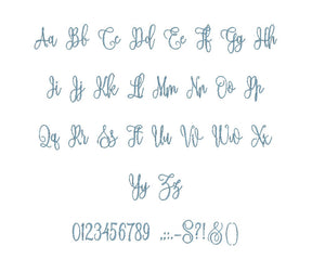 Brooke Script embroidery font dst/exp/jef/hus/vip/vp3/xxx 15 sizes small to large