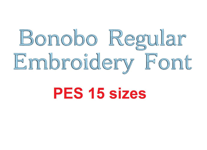 Bonobo Regular™ embroidery font PES 15 Sizes 0.25 (1/4), 0.5 (1/2), 1, 1.5, 2, 2.5, 3, 3.5, 4, 4.5, 5, 5.5, 6, 6.5, and 7 inches (RLA)