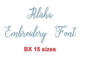 Alisha Script embroidery BX font Sizes 0.25 (1/4), 0.50 (1/2), 1, 1.5, 2, 2.5, 3, 3.5, 4, 4.5, 5, 5.5, 6, 6.5, and 7 inches