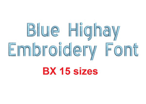 Blue Highway™ block embroidery BX font Sizes 0.25 (1/4), 0.50 (1/2), 1, 1.5, 2, 2.5, 3, 3.5, 4, 4.5, 5, 5.5, 6, 6.5, and 7 inches (RLA)
