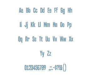 Built Regular™ embroidery BX font Sizes 0.25 (1/4), 0.50 (1/2), 1, 1.5, 2, 2.5, 3, 3.5, 4, 4.5, 5, 5.5, 6, 6.5, and 7 inches (RLA)
