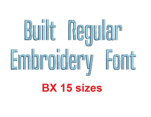 Built Regular™ embroidery BX font Sizes 0.25 (1/4), 0.50 (1/2), 1, 1.5, 2, 2.5, 3, 3.5, 4, 4.5, 5, 5.5, 6, 6.5, and 7 inches (RLA)