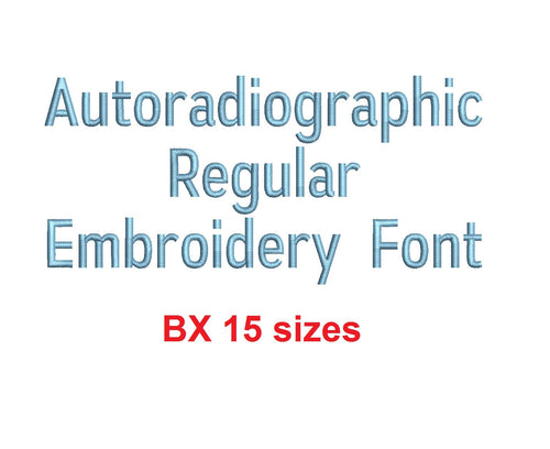 Autoradiographic Regular™ BX font Sizes 0.25 (1/4), 0.50 (1/2), 1, 1.5, 2, 2.5, 3, 3.5, 4, 4.5, 5, 5.5, 6, 6.5, and 7 inches (RLA)