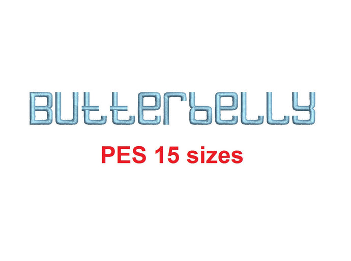 Butterbelly™ block embroidery font PES 15 Sizes 0.25 (1/4), 0.5 (1/2), 1, 1.5, 2, 2.5, 3, 3.5, 4, 4.5, 5, 5.5, 6, 6.5, and 7 inches (RLA)