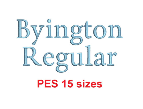 Byington Regular™ block embroidery font PES 15 Sizes 0.25 (1/4), 0.5 (1/2), 1, 1.5, 2, 2.5, 3, 3.5, 4, 4.5, 5, 5.5, 6, 6.5, and 7