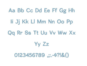 Cardigan Regular™ block embroidery font PES 15 Sizes 0.25 (1/4), 0.5 (1/2), 1, 1.5, 2, 2.5, 3, 3.5, 4, 4.5, 5, 5.5, 6, 6.5, and 7" (RLA)