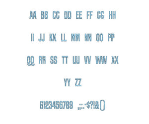 Camulogen™ block embroidery font dst/exp/jef/hus/vip/vp3/xxx 15 sizes small to large (RLA)